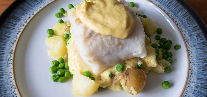 Cod with Dijon mustard sauce