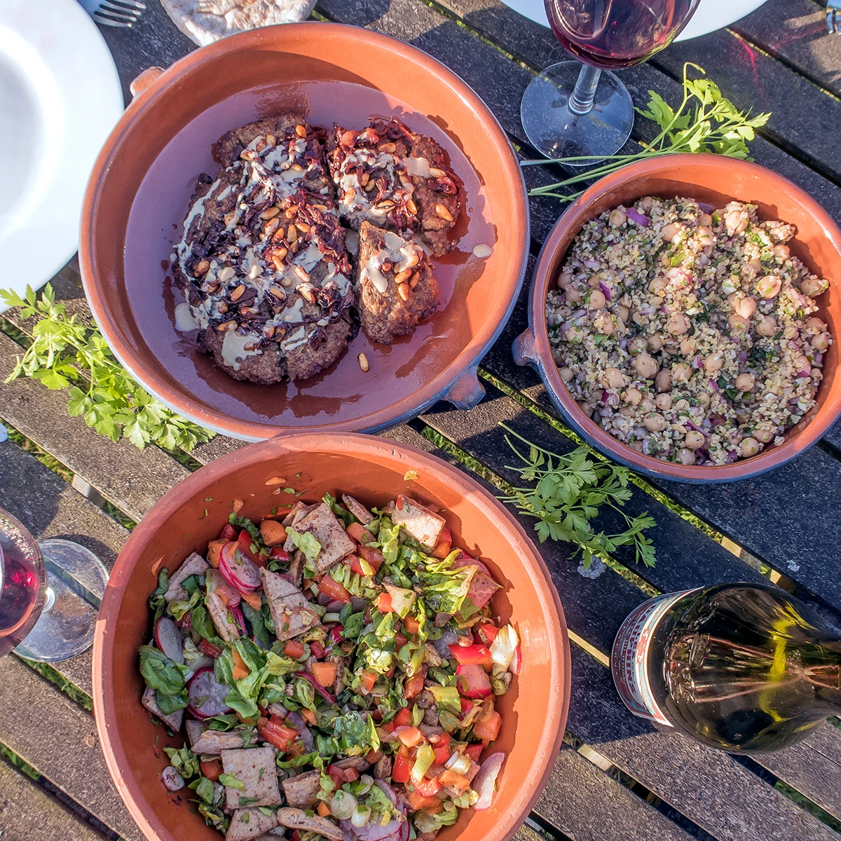 Kibbeh with two salads