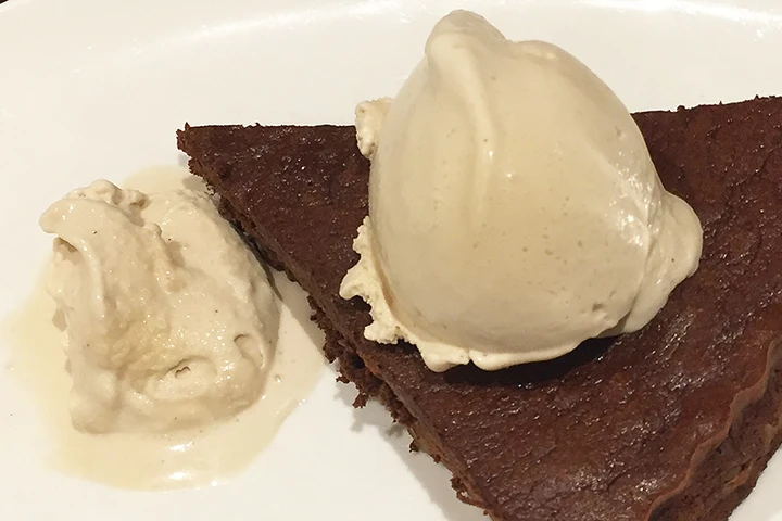 Tonka bean ice cream with chocolate tart