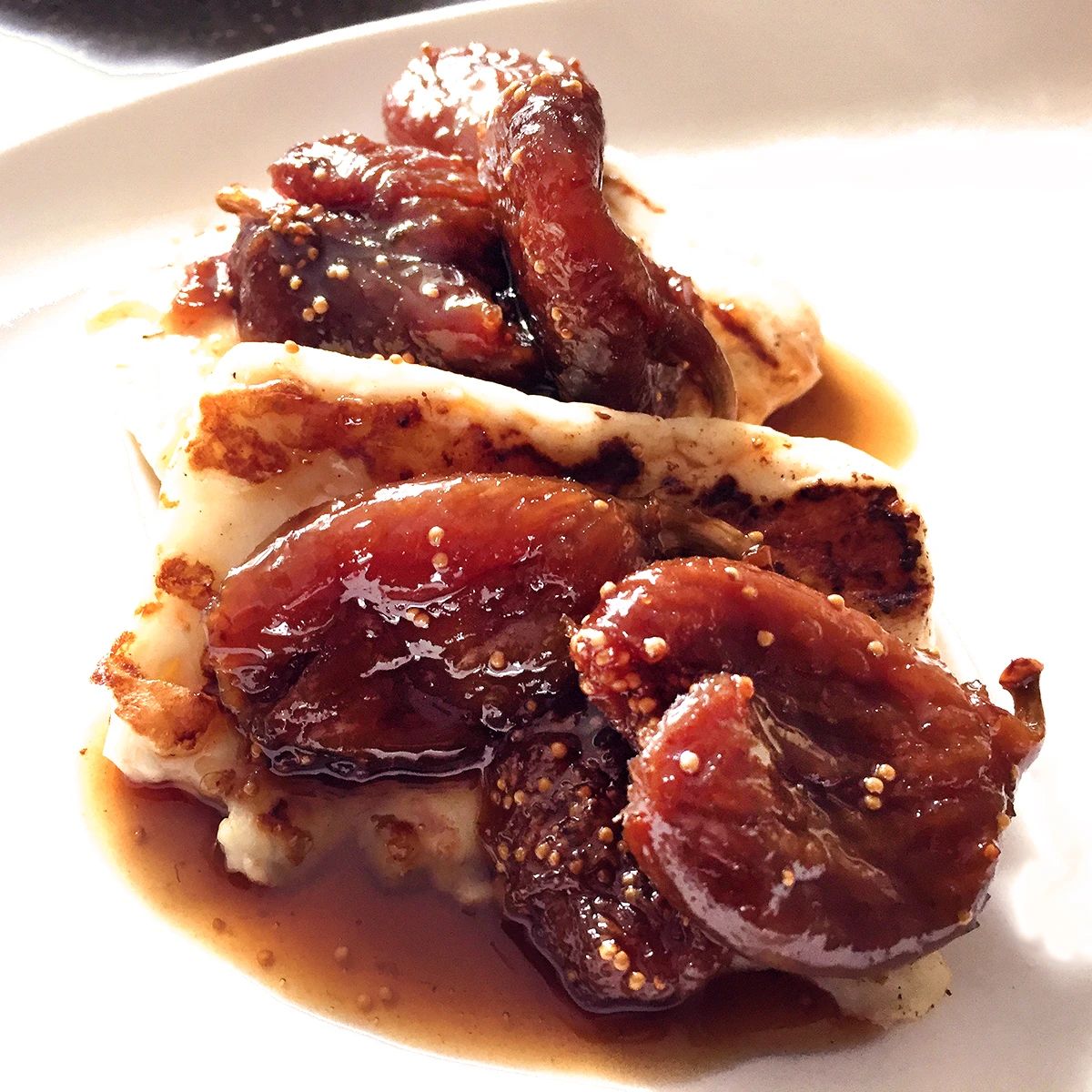 Wild fig compote with halloumi
